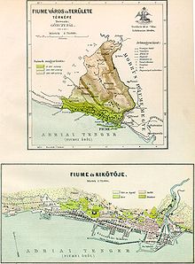 Territory of the corpus separatum before 1918. Fiume town map.jpg