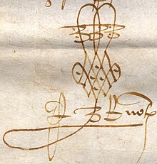 1400 French royal notary flourish Flourish of a French royal notary.jpg