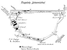 Karte des Flugplatzgeländes (1913, gemäß der Darstellung der E. Rumpler Luftfahrzeugbau GmbH)