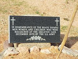 Grave in the Ba Dah Mod Jo Cemetery, also referred to as the Fort McDowell Yavapai Nation Cemetery Fort McDowell Yavapai Nation--Ba Dah Mod Jo Cemetery-Skeleton Cave grave-2.jpg