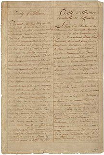 Treaty of Alliance (1778) 1778 military defense alliance between the revolutionary United States and France