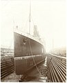 Front view of Lusitania on stocks (8891973956).jpg