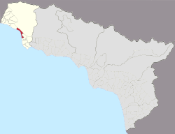 Расположение Гагры в Абхазии