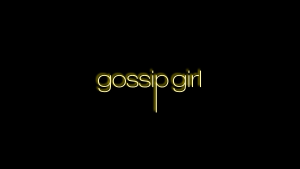 The words "gossip girl" written in light yellow on a black background. The letters are lowercase and the letter "p" has an extended descender.