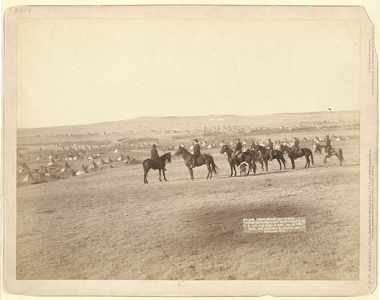 File:Grabill - General Miles and staff viewing the largest hostile Indian Camp in the US.jpg