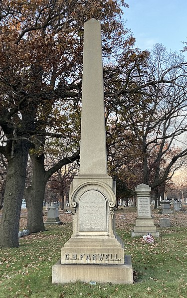 Farwell's grave at Rosehill Cemetery