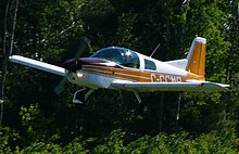 A Grumman American AA-1B Trainer with an aftermarket dorsal strake modification GrummanAmericanAA-1BTrainer01.JPG