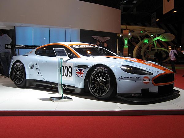 Sponsored by Gulf Oil, one of Aston Martin Racing's 2008 DBR9