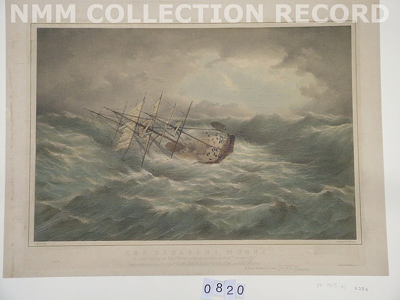 File:H.M.S. Samarang 26 Guns In a gale crossing the Bay of Biscay on her passage home on the 23rd December 1846 RMG RP5948.jpg