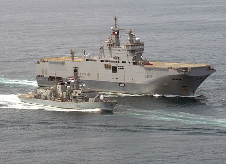 Mistral of the French Navy with HMS Argyll off the West Africa coast