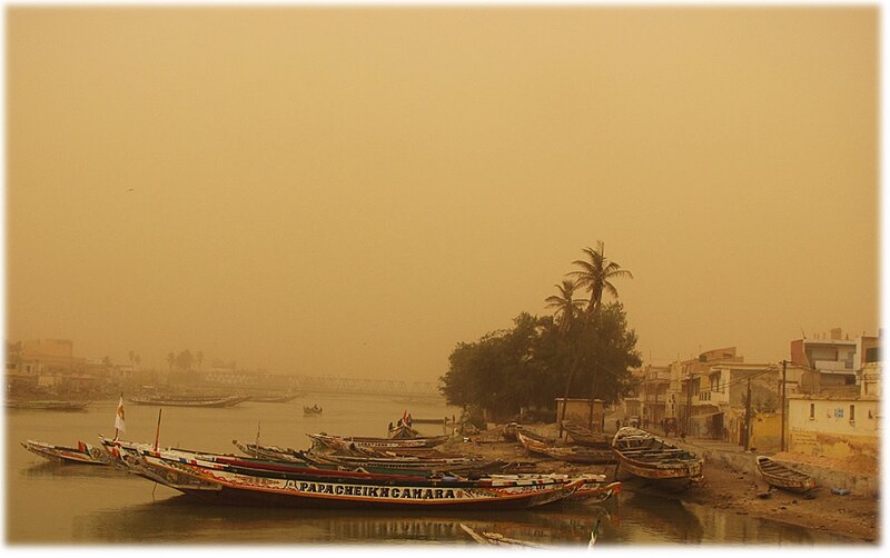 File:Harmattan. Dust. Fishing Pirougues. Senegal.jpg