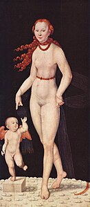 Vénusz és Ámor, ifjabb Lucas Cranach (kb. 1540).