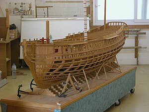 Maquette de réalisation employée sur le chantier de l'Hermione (2014)