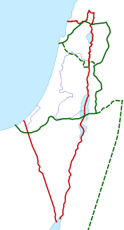   د سوريه فلسطين قلمرو  د لومړنی فلسطين قلمرو (وروسته فلسطين جند) او دوهم فلسطين (وروسته له اردن جند)  د بریتانیا تر چارسمبالښت لاندې فلسطین قلمرو د ۱۹۲۰ او ۱۹۴۸ کلونو ترمنځ   د اسراييلو او فلسطين ترمنځ سرحد (i.e. لوېديځه تړانګه او غزې تړانګه)