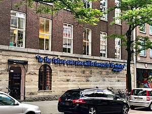Quote on a building in Rotterdam. In the future everyone will be famous for 15 minutes, 2019 (2).jpg