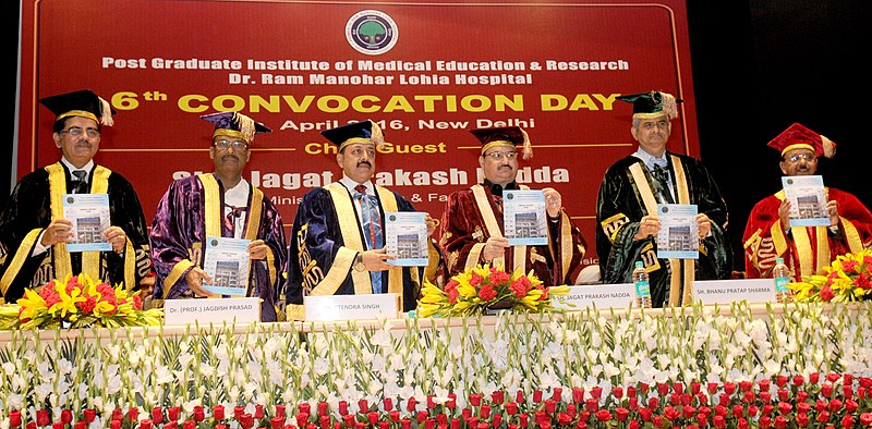 File:J.P. Nadda releasing the brochure at the 6th convocation ceremony of the Post Graduate Institute of Medical Education and Research (PGIMER) Dr. Ram Manohar Lohia Hospital, in New Delhi.jpg