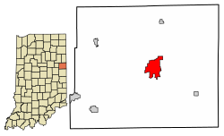 Localização de Portland no Condado de Jay, Indiana