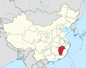Mapa zobrazující polohu provincie Jiangxi