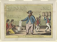 An earlier John Bull in which he is depicted as an anthropomorphic bull Johnny Bull and the Alexandrians - Wm Charles, Ssc. LCCN2002708985.jpg