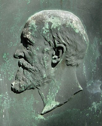 Bronze relief of Heinrich Nissen by Albert Kuppers. Kuppers Nissen Bonn.jpg