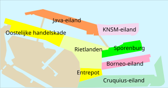 Amsterdam Eastern Docklands neighborhood map Kaart Oostelijk Havengebied.svg