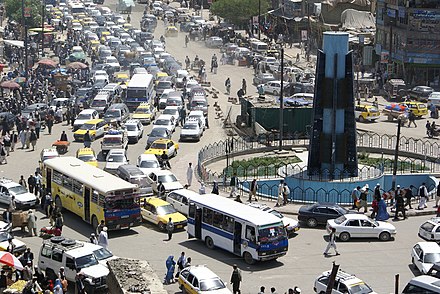 Traffic in Kabul city center in 2013