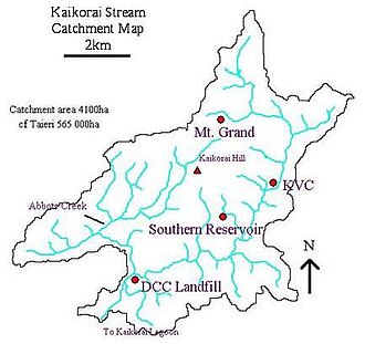The Kaikorai water catchment Kaikorai Catchment Map.jpg
