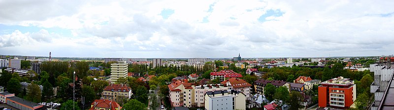 Panorama Kołobrzegu z kawiarni "Widokówka" w sanatorium "Kombatant" (obecnie "Perła Bałtyku")