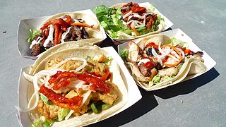 Korean taco Korean-Mexican fusion dish from American fusion cuisine