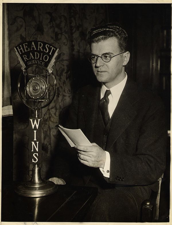 Louis Israel Newman reading a story for WINS, c. 1930s