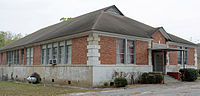 Lanier County Auditorium and Grammar School, Lakeland, Georgia, U.S. This is an image of a place or building that is listed on the National Register of Historic Places in the United States of America. Its reference number is 86000743.