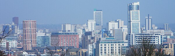 A view of the south side of Leeds city centre, from Beeston Hill in February 2013