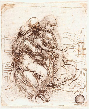 Leonardo da vinci, Study of St Anne, Mary, the Christ Child and the lamb.jpg