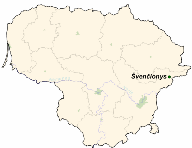 シュヴェンチョニースの位置（リトアニア共和国）の位置図