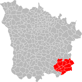 Localização da comunidade de municípios de Portes sud du Morvan