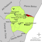 Расположение муниципалитета Бенавитес на карте провинции