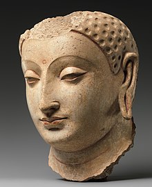 Head of Buddha, Afghanistan (probably Hadda), 5th-6th century MET DP264118 (cropped).jpg