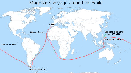 Route of Magellan-Elcano world circumnavigation (1519–1522)