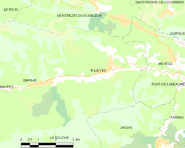 Mapa obce Thueyts