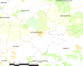 Mapa obce Coussergues