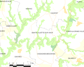 Mapa obce Sainte-Juliette-sur-Viaur