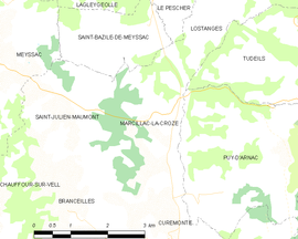 Mapa obce Marcillac-la-Croze