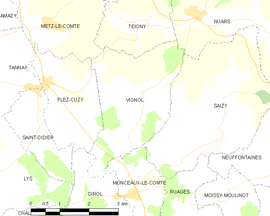 Mapa obce Vignol