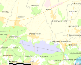Mapa obce Sacy-le-Grand