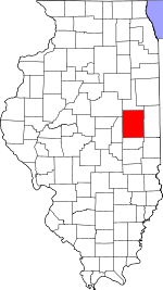 Карта штата Иллинойс с выделением округа Шампейн 