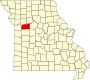 Harta statului Missouri indicând comitatul Lafayette