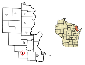 Marinette County Wisconsin Incorporated and Unincorporated areas Pound Highlighted.svg