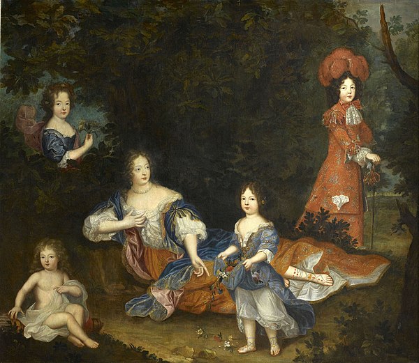 Madame de Montespan and four of her children: Mademoiselle de Nantes; Count of Vexin; Mademoiselle de Tours; Duke of Maine