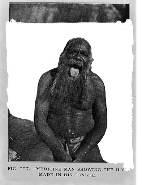 File:Medicine man showing the hole made in his tongue Wellcome M0005582.jpg