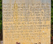 Familiengrab Meyer-Hoffmann, Meyer-Merian, Meyer-Strasser. Friedhof am Hörnli